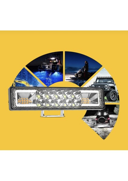 Off Road 12-24V Oto Gündüz LED Bar 6 Inç 16 LED 48 W Sarı Renk Ikaz Flash Mod Sis Farı modelleri