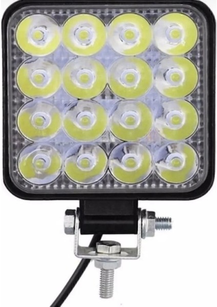 16 LED Off Road Iş Makinesi Kamyon Traktör Projektör Çalışma ve Sis Lambası 48 Watt 12V