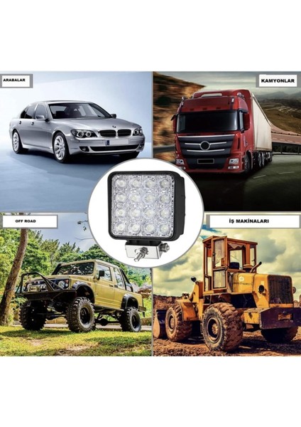 10 Adet 16 LED Off Road Iş Makinesi Kamyon Traktör Projektör Çalışma ve Sis Lambası 48 Watt 12V fırsatları