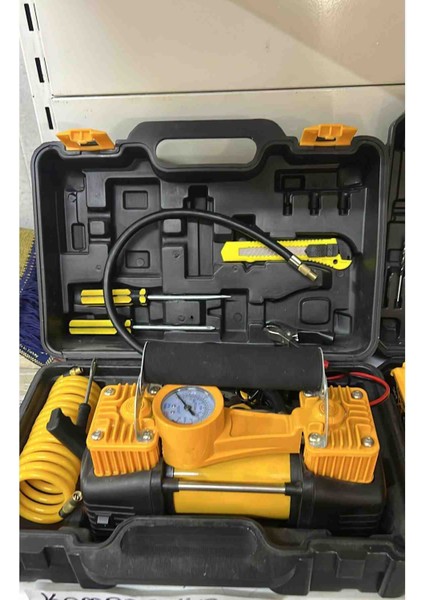 Çift Piston Hava Kompresörü Araba Bot Bisiklet Top Balon Lastik Şişirme Pompası