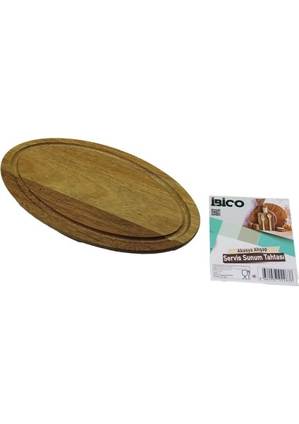 Akasya Oval Ahşap Servis Sunum Tepsi - Tahtası Mini Tepsi 25 x 14 x 1.4cm (5047)