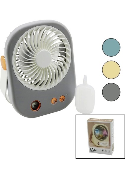Su Spreyli USB Mini Fan 15.5X12CM Masa Üstü USB Şarjlı 2in1 Kulp=taşıma - Duruş 3 Kademe Hız BJJ-566 (5047)