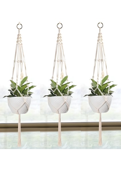 3 Adet Global Home Garden Global Makrome Saksılık 3 Adet