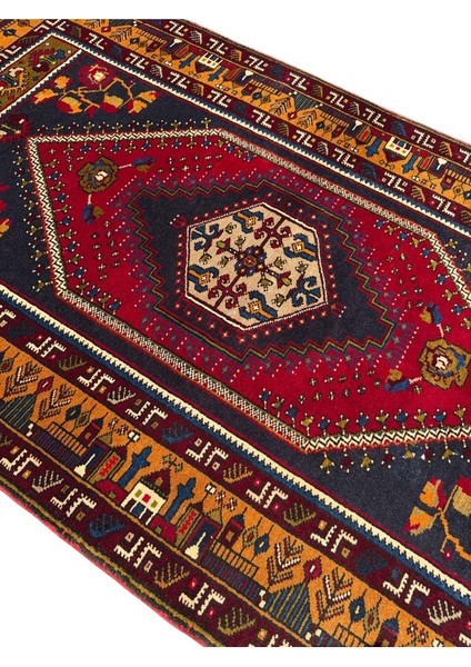 El Dokuma Sıfır Yahyalı Halısı 104X185 Kök Boya Yün Halı Kiremit modelleri