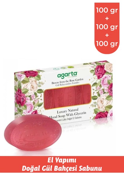 El Yapımı Doğal 3*100 Gr El Sabunu Gül Bahçesi