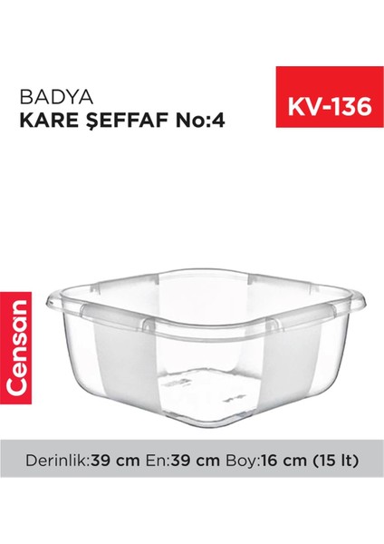 Kare Şeffaf Badya 1 Adet 4 No