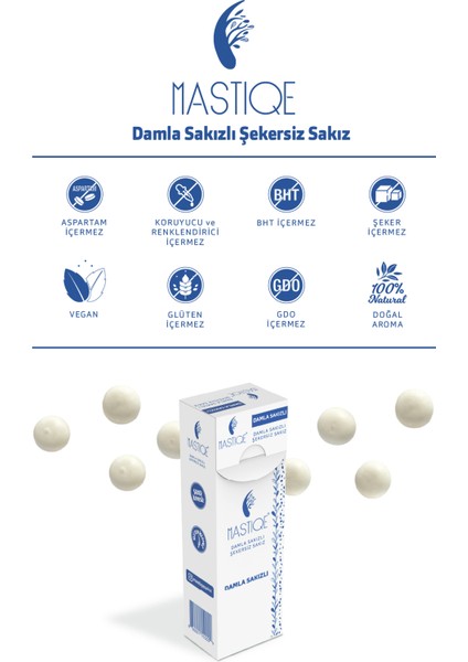 Damla Sakızlı Şekersiz Sakız 20 gr x 12 Adet Sade