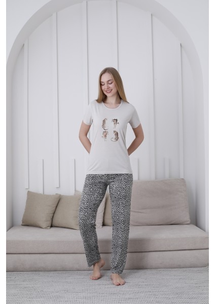 Bayan Kısa Kol Pijama Takım