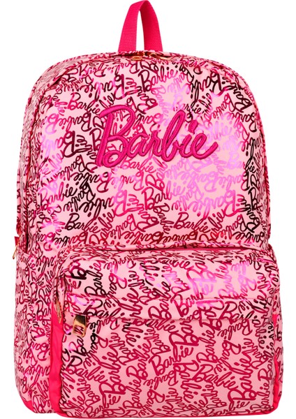 Barbie Parlak Kumaş Lisanslı Okul Sırt Çantası Pembe Desenli