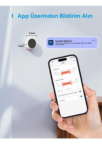 Akıllı Sıcaklık ve Nem Sensörü ve Hub MS100FH (Apple Home Destekli)