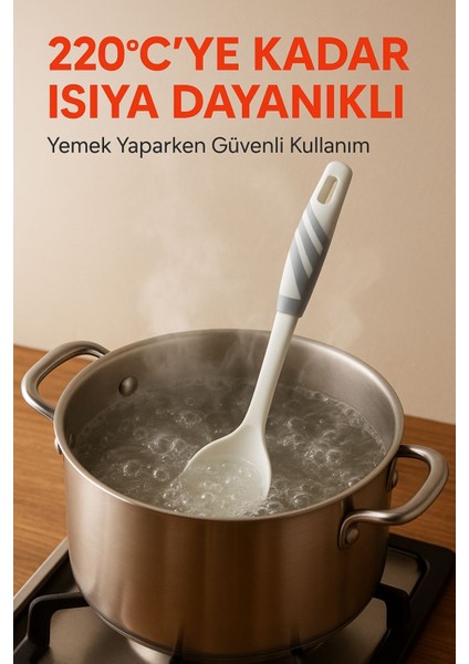 Modern Tasarım Kaşık Pişirme ve Servis Seti – 220°C Isıya Dayanıklı Beyaz fiyatları
