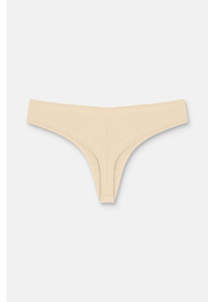 3P Basic Yüksek Bel Koton Brazilian String - Siyah/Beyaz/Ten Rengi