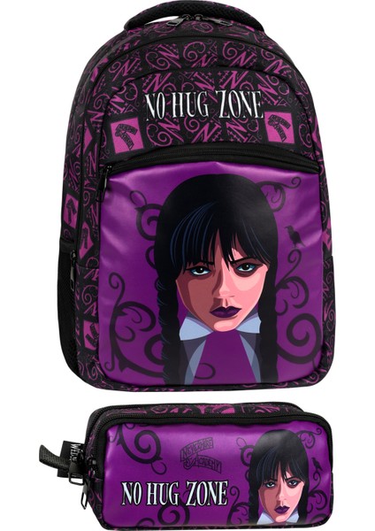 Wednesday Lisanslı Ergonomik Ilkokul Çantası ve Kalemlik Dayanıklı Malzeme, Su Geçirmez Tasarım