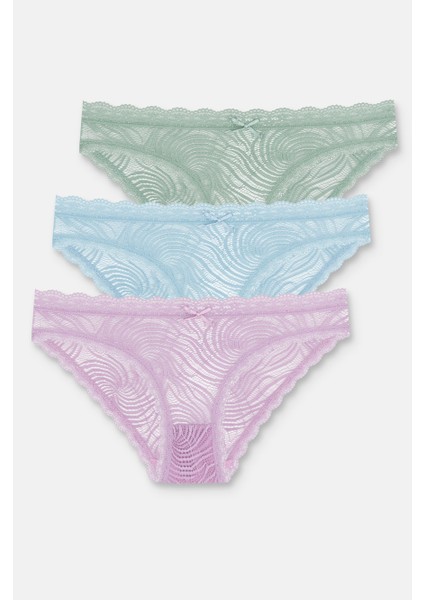 3'lü Dantelli Slip Külot