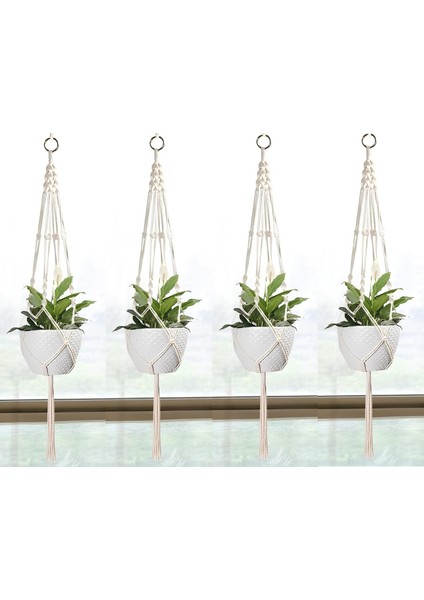 4 Adet Global Home Garden Makrome Saksılık 4 Adet