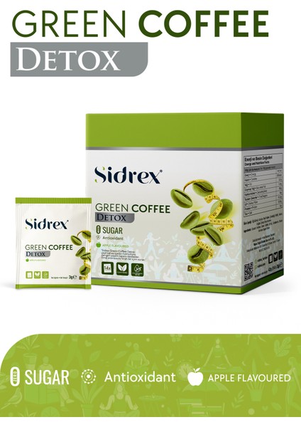 ® Green Coffee Detox | Antioksidan Destekli Şekersiz Yeşil Kahve – Yeşil Elma Aromalı