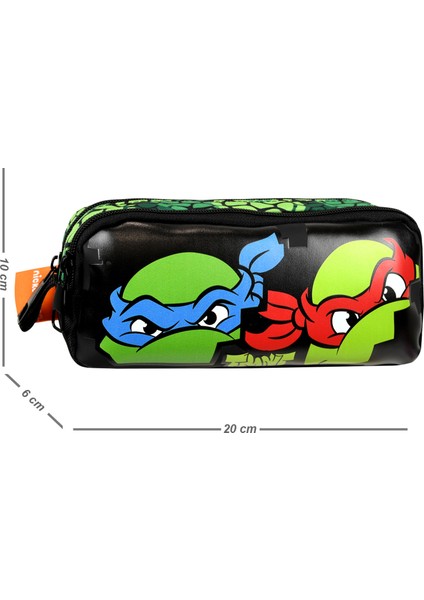 Ninja Kaplumbağalar Lisanslı Ergonomik Ilkokul Çantası & Kalemlik Dayanıklı ve Su Geçirmez Malzeme