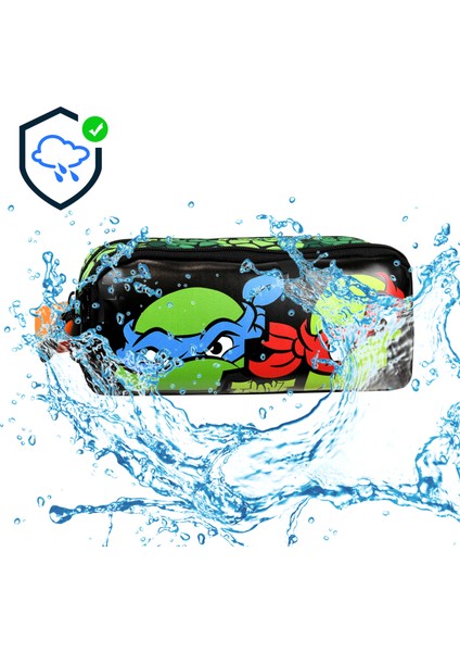 Ninja Kaplumbağalar Lisanslı Ergonomik Ilkokul Çantası & Kalemlik Dayanıklı ve Su Geçirmez Malzeme