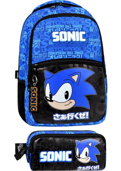 Sonic Lisanslı Ergonomik Ilkokul Çantası ve Kalemlik Dayanıklı Malzeme, Su Geçirmez Tasarım
