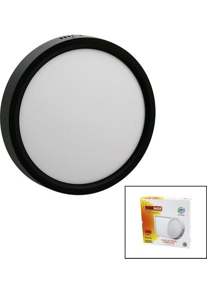 Nisaluce EPL-18SÜ 18W Siyah Metal Kasa Sıva Üstü Yuvarlak LED Slim Panel 1260LM BEYAZ=6500K 30.000 Saat Ömür (5047)