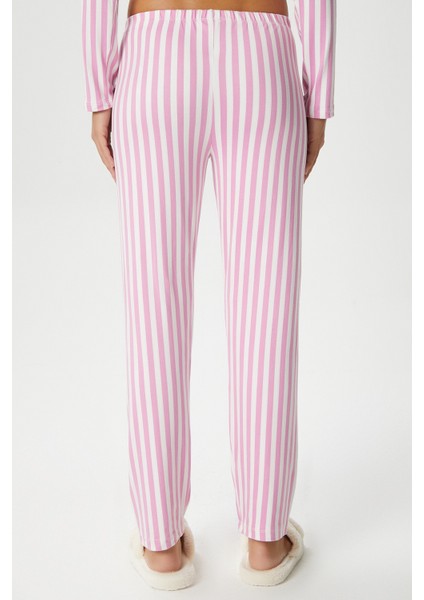 Kadın Secret Extra Soft Pembe Beyaz Çizgili Pijama Takım