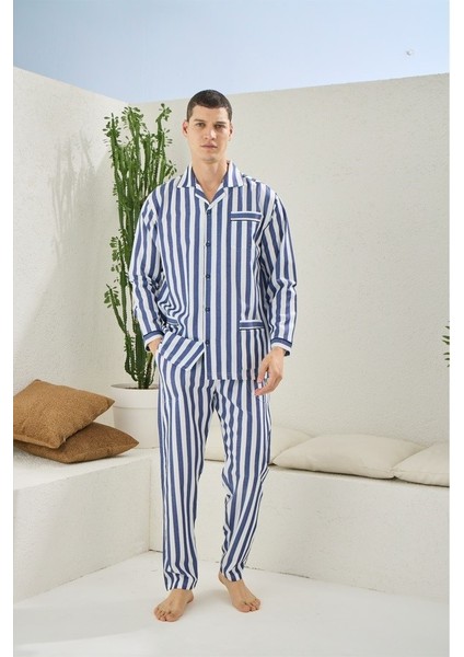 Gaffur Boy Çizgili Poplin Kumaş Pijama Takımı