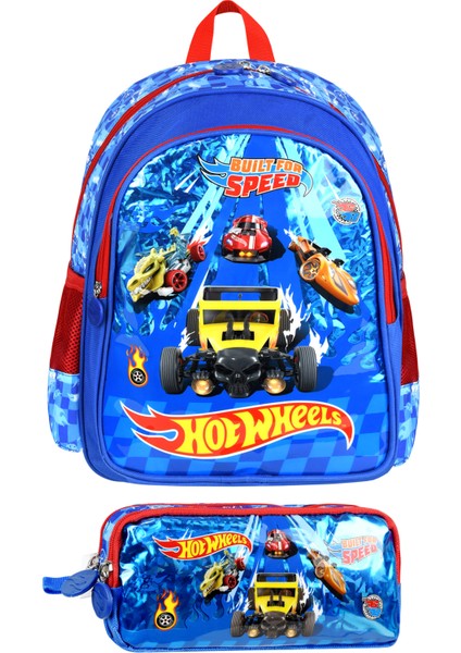 Hot Wheels Lisanslı Ergonomik Ilkokul Çantası ve Kalemlik Dayanıklı Malzeme, Su Geçirmez Tasarım