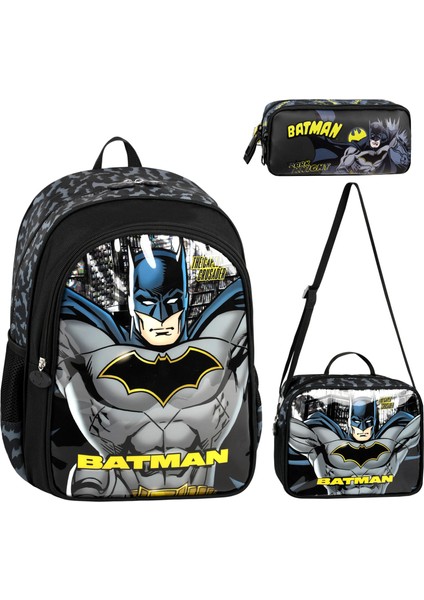 Batman Lisanslı Ergonomik Ilkokul Çantası 3'lü Set Dayanıklı Malzeme
