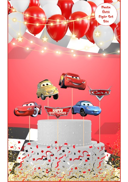 Cars Temalı Pasta Üstü Figür Set