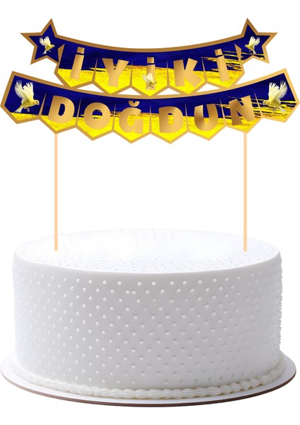 Sarı Lacivert Taraftar Pasta Üstü Banner