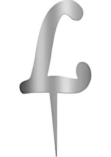 L Harfi Gümüş Pleksi Pasta Süsü 7 cm