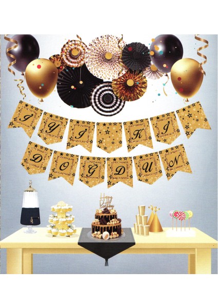 Iyiki Doğdun Altın Temalı Uzar Yazı Banner