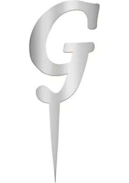 G Harfi Gümüş Pleksi Pasta Süsü 7 cm