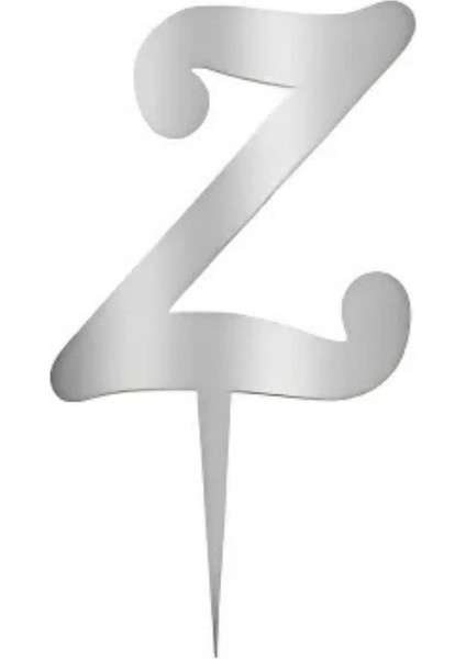 Z Harfi Gümüş Pleksi Pasta Süsü 7 cm