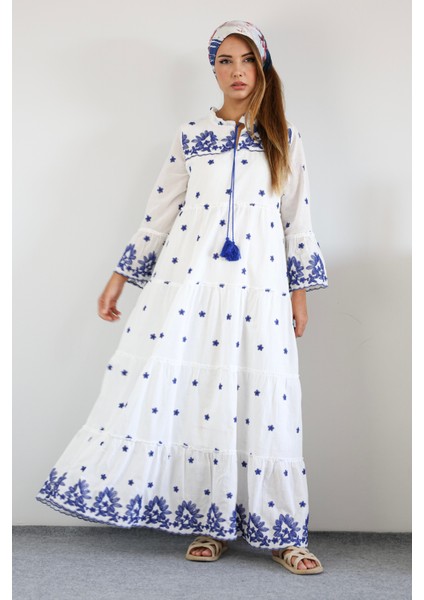 Prive Nakış Detaylı Astarlı Uzun Elbise modelleri