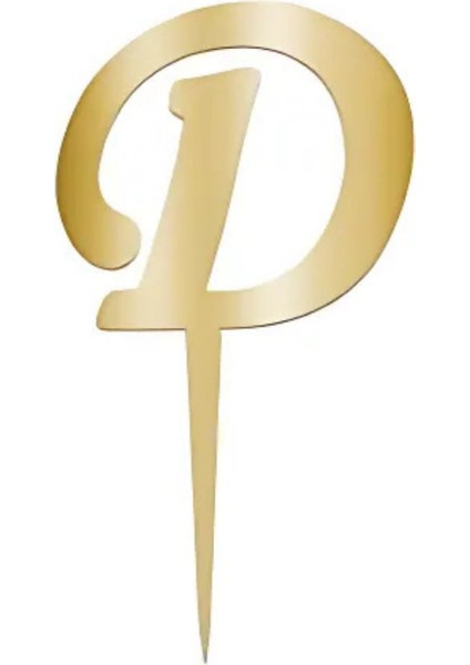 D Harfi Altın Pleksi Pasta Süsü 7 cm