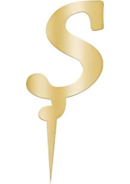 Ş Harfi Altın Pleksi Pasta Süsü 7 cm