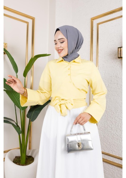 Kuşak Bağlamalı GÖMLEK-3040 Sarı