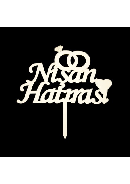 Nişan Hatırası Altın Pleksi Pasta Süsü