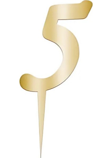 5 Rakam Altın Pleksi Pasta Süsü 7 cm