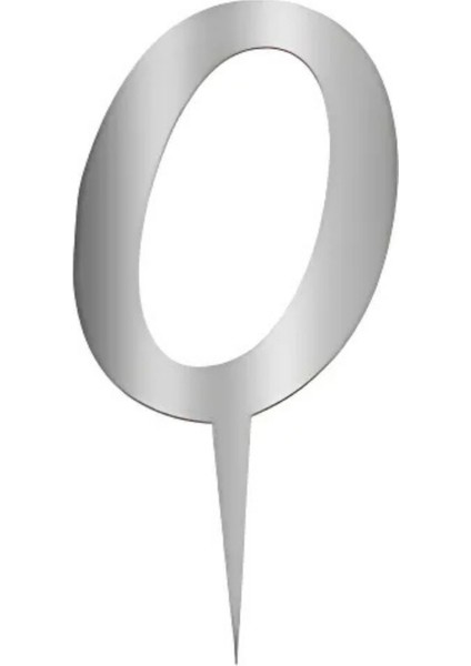 0 Rakam Gümüş Pleksi Pasta Süsü 7 cm