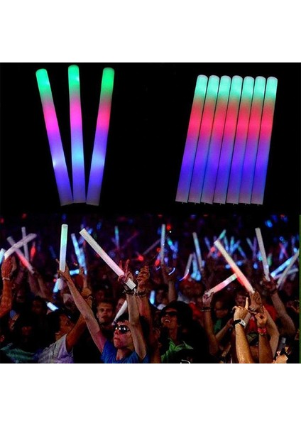 LED Işıklı Rengarenk Sünger Parti Çubuk Işıklı Kauçuk Sopa 46 cm (5047)