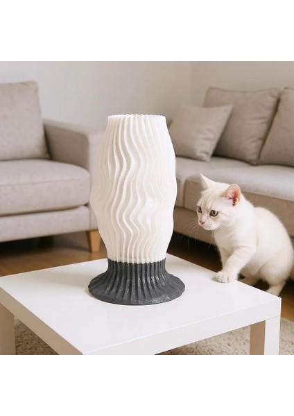 Nava El Yapımı Modern Masa Lambası, Reçine Gövde & Beyaz Dalga Formlu Şapka fiyatları