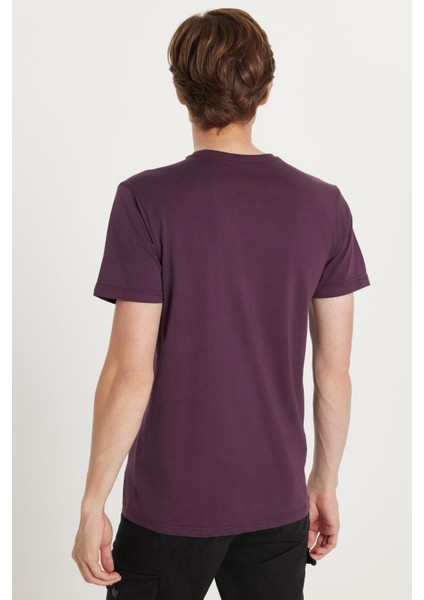 Unisex Slim Fit Dar Kesim %100 Pamuk Yumuşak Dokulu Mor Bisiklet Yaka Tişört indirimleri