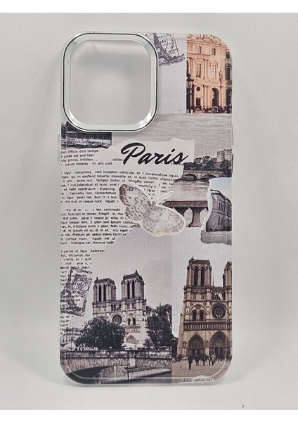 iPhone 11 Özel Paris Kolaj Baskılı Lüks Silikon Kılıf