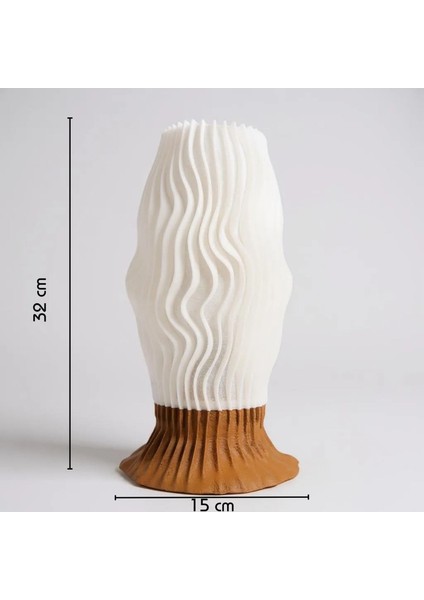 Nava El Yapımı Modern Masa Lambası, Reçine Gövde & Beyaz Dalga Formlu Şapka