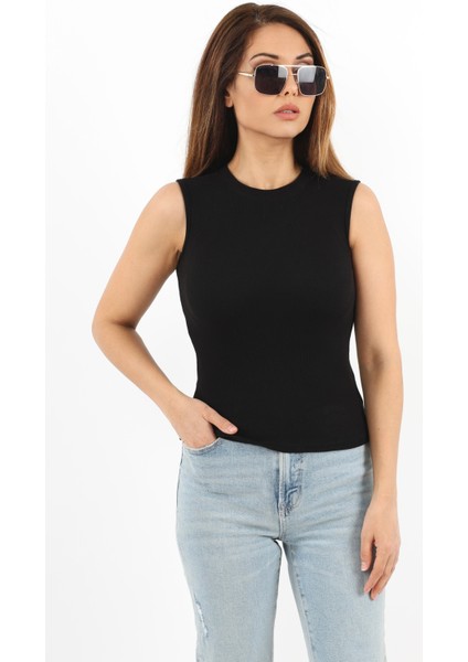 Kadın Kapalı Yaka 5’li Pamuk Siyah, Beyaz, Sarı, Pembe, Antrasit Düz Kol Fitilli Atlet fiyatları