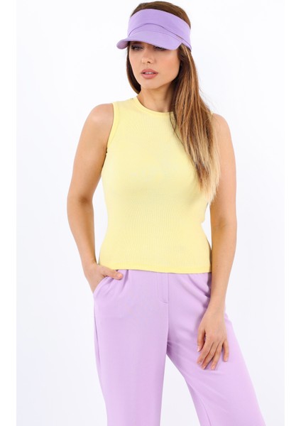 Kadın Kapalı Yaka 5’li Pamuk Siyah, Beyaz, Sarı, Pembe, Antrasit Düz Kol Fitilli Atlet