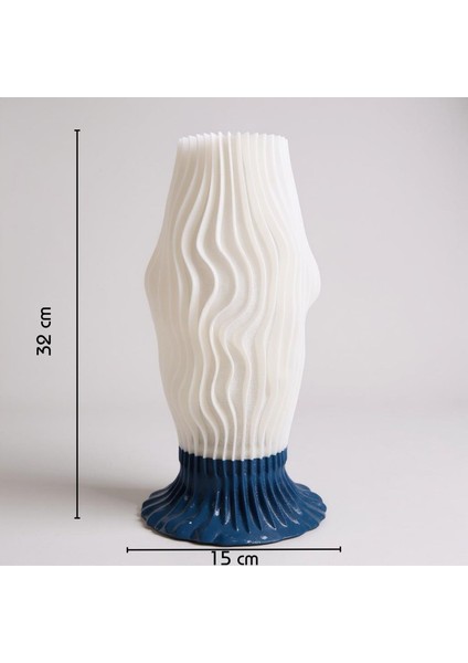 Nava El Yapımı Modern Masa Lambası, Reçine Gövde & Beyaz Dalga Formlu Şapka