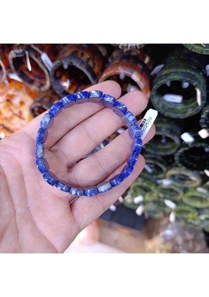Lapis Lazulli Doğal Taş Bileklik Elmas Kesimi Özel Doğal Taş Bileklik Erkek Bileklik Kadın Bileklik indirimleri